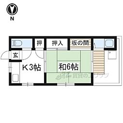 西野荘 1階1Kの間取り