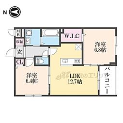 京都地下鉄東西線 二条城前駅 徒歩16分の賃貸マンション 3階2LDKの間取り
