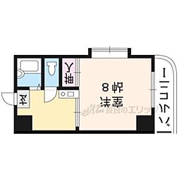 京福電気鉄道北野線 北野白梅町駅 徒歩17分の賃貸マンション 4階1Kの間取り