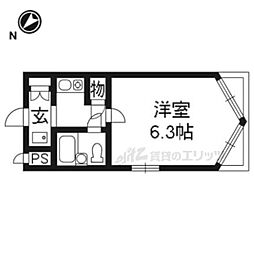 京都市営烏丸線 鞍馬口駅 徒歩8分の賃貸マンション 4階1Kの間取り