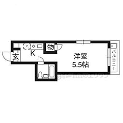 ピーノ清水ろくはら 2階1Kの間取り