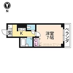 サンライズ渕田 3階1Kの間取り