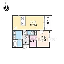 京都地下鉄東西線 二条城前駅 徒歩4分の賃貸アパート 3階1LDKの間取り