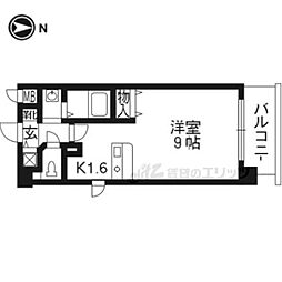 プレサンス京大東 2階ワンルームの間取り