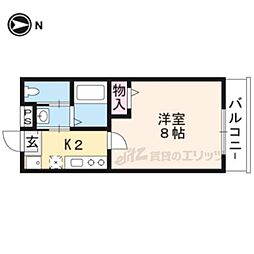 叡山電鉄叡山本線 茶山・京都芸術大学駅 徒歩3分の賃貸マンション 3階1Kの間取り