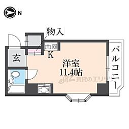 エクレーヌ御池 ワンルームの間取図画像