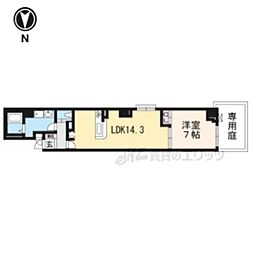 京都市営烏丸線 烏丸御池駅 徒歩7分の賃貸マンション 1階1LDKの間取り