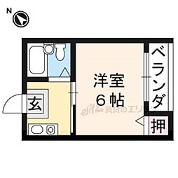 新山荘 3階1Kの間取り