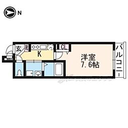 グランディール銀閣寺 5階1Kの間取り