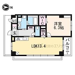 ドルフ聖護院 2階1LDKの間取り