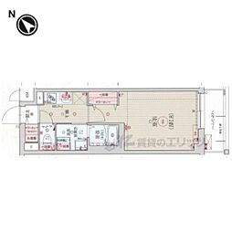 べラジオ雅び京都洛北ガーデン 5階1Kの間取り