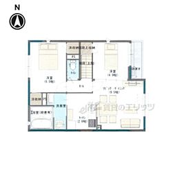 叡山電鉄叡山本線 元田中駅 徒歩11分の賃貸アパート 2階2LDKの間取り