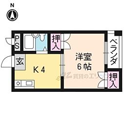 京都市営烏丸線 京都駅 バス20分 千本中立売下車 徒歩3分の賃貸マンション 3階1Kの間取り