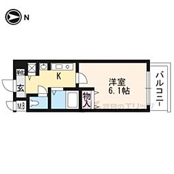 プレサンス京大東 1階1Kの間取り
