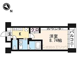プラネシア京阪出町柳 2階1Kの間取り