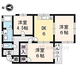 ベルメゾン一条 3DKの間取図画像