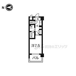 インベスト京都白川 1Kの間取図画像