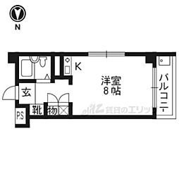 ヴィラ夷川 ワンルームの間取図画像