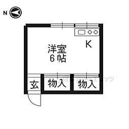 松井荘東館 ワンルームの間取図画像