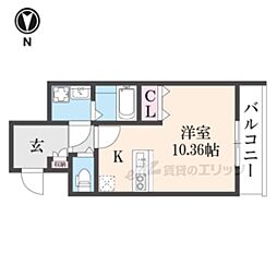 モンテレジデンス西陣 ワンルームの間取図画像