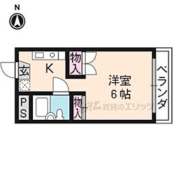 ジュネス・一条 1Kの間取図画像