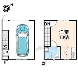 ガレージハウス上賀茂 ワンルームの間取図画像