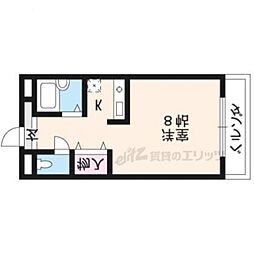イーストウィング 1Kの間取図画像
