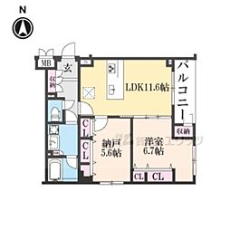 THE RESIDENCE御車道 2LDKの間取図画像