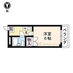 サン・ウエスト 1Kの間取図画像