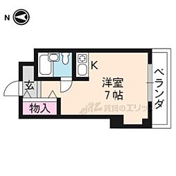 コーポ出町柳 ワンルームの間取図画像