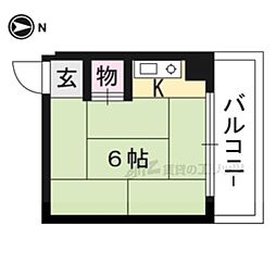うずまさハイツ ワンルームの間取図画像