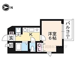 プレサンス京都御所東 1Kの間取図画像