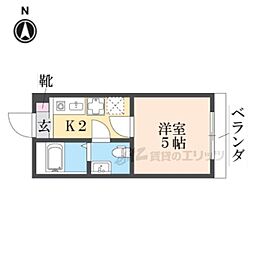 ノアーズアーク2 1Kの間取図画像