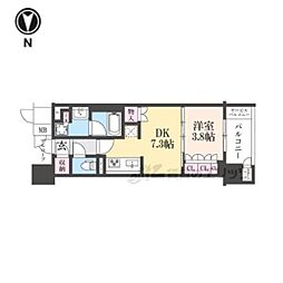 ブランズ京都河原町通 1DKの間取図画像