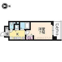プレミアムステージ京大前 1Kの間取図画像