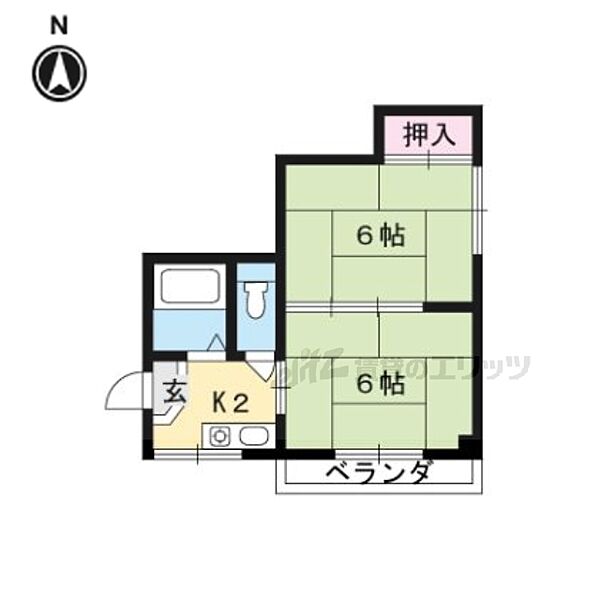 錦山ハイム 201｜京都府京都市左京区浄土寺真如町(賃貸アパート2K・2階・29.16㎡)の写真 その2