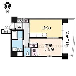 レスペクテ 4階1DKの間取り