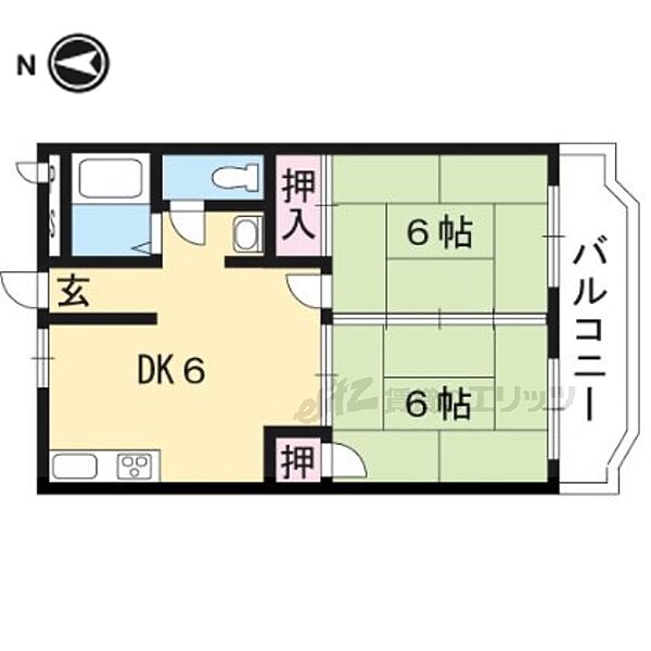 グランドール伏見 202｜京都府京都市伏見区深草大亀谷大山町(賃貸マンション2DK・2階・39.00㎡)の写真 その2