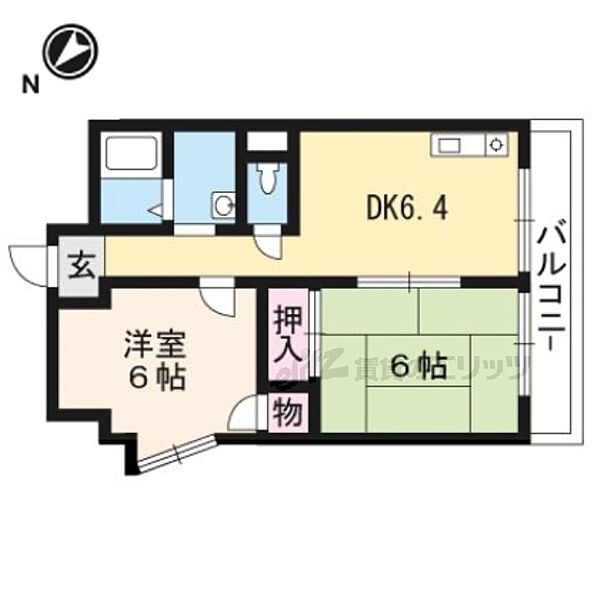 シャトー山階 303｜京都府京都市山科区東野片下リ町(賃貸マンション2DK・3階・43.74㎡)の写真 その2