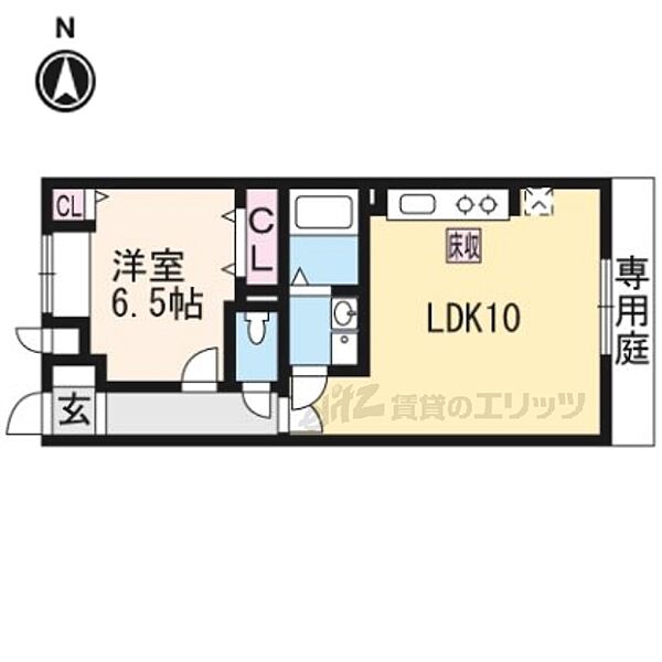 グランドハピネス 104｜京都府京都市山科区西野大鳥井町(賃貸アパート1LDK・1階・43.48㎡)の写真 その2