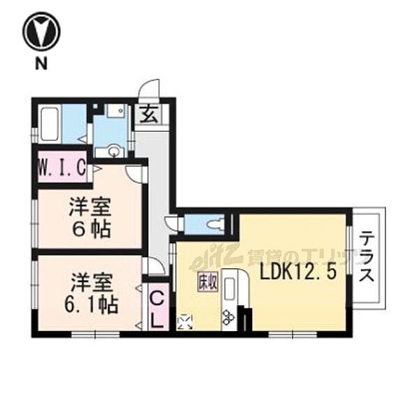 滋賀県大津市大萱６丁目(賃貸アパート2LDK・1階・60.43㎡)の写真 その2