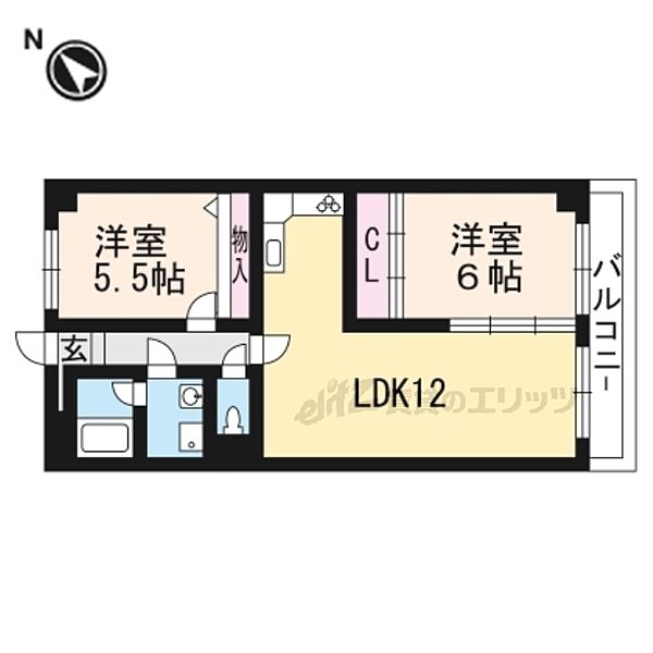 滋賀県草津市西矢倉３丁目(賃貸マンション2LDK・2階・56.65㎡)の写真 その2