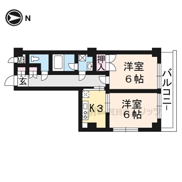 パインベルテ御陵 108｜京都府京都市山科区御陵大津畑町(賃貸マンション2K・1階・41.72㎡)の写真 その2