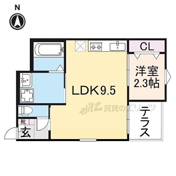 Ｒ－ｓｍａｒｔ椥辻 101｜京都府京都市山科区西野山中臣町(賃貸アパート1LDK・1階・28.33㎡)の写真 その2