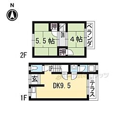 京都地下鉄東西線 御陵駅 徒歩19分の賃貸一戸建て 1階2DKの間取り