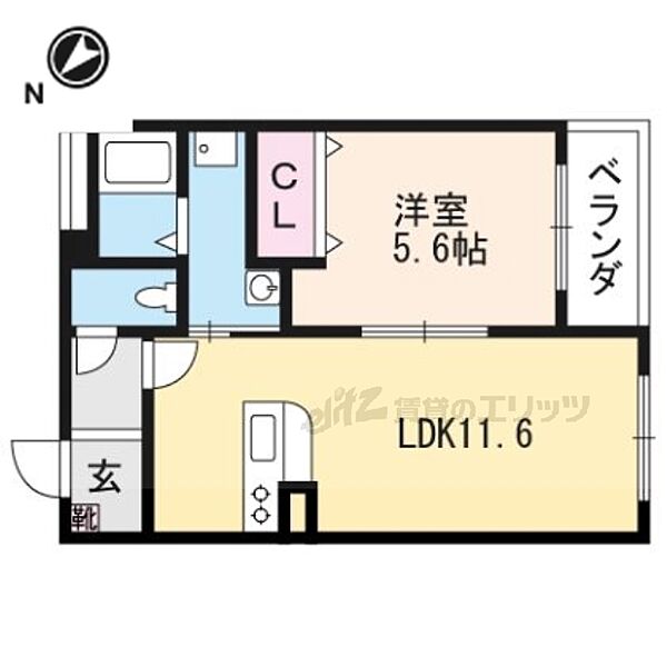 クレディ 102｜滋賀県栗東市目川(賃貸マンション1LDK・1階・40.90㎡)の写真 その2