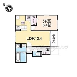 ベルカレントI 1階1LDKの間取り