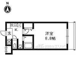 カサコモーダ東野 1階1Kの間取り