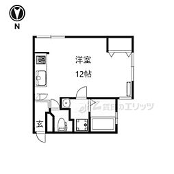 鴨戸ハイツ 3階ワンルームの間取り
