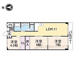 京都地下鉄東西線 東野駅 徒歩2分の賃貸マンション 7階3LDKの間取り
